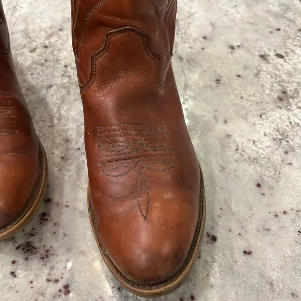Comb Last Cognac Cowboy Boots sz 9-1/2 EE